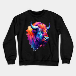 Painted Watercolor WIld Bison Crewneck Sweatshirt