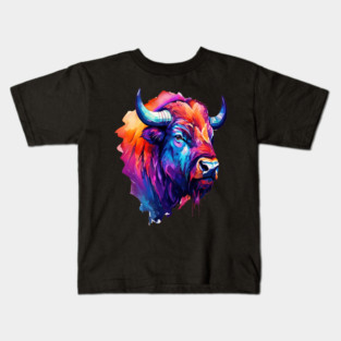 Painted Watercolor WIld Bison Kids T-Shirt