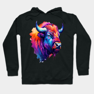 Painted Watercolor WIld Bison Hoodie