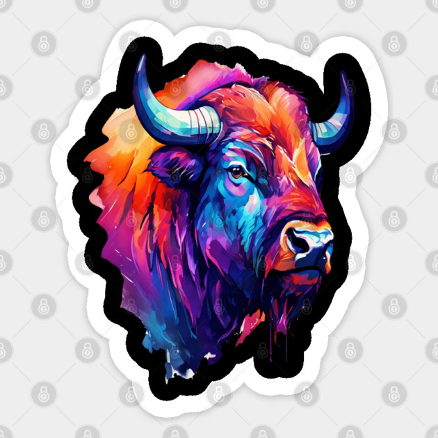 Painted Watercolor WIld Bison Sticker by BirdsnStuff