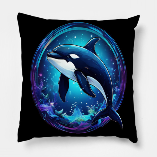Cute Killer Whale In a Bubble Pillow by BirdsnStuff