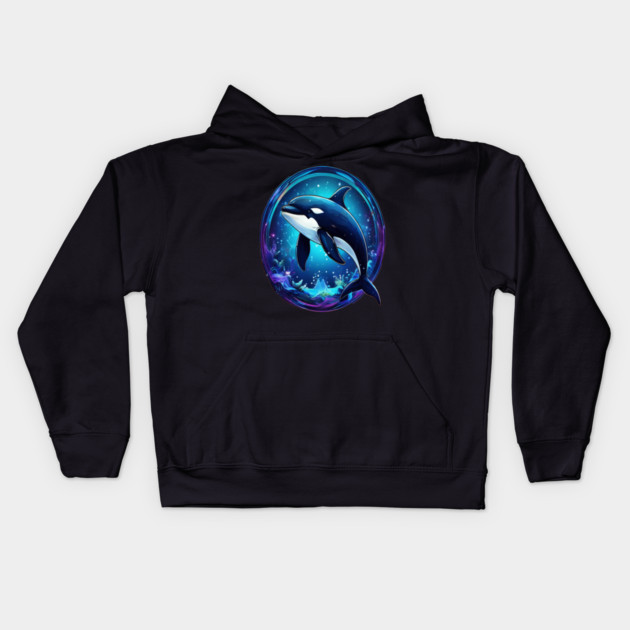 Cute Killer Whale In a Bubble Kids Hoodie by BirdsnStuff