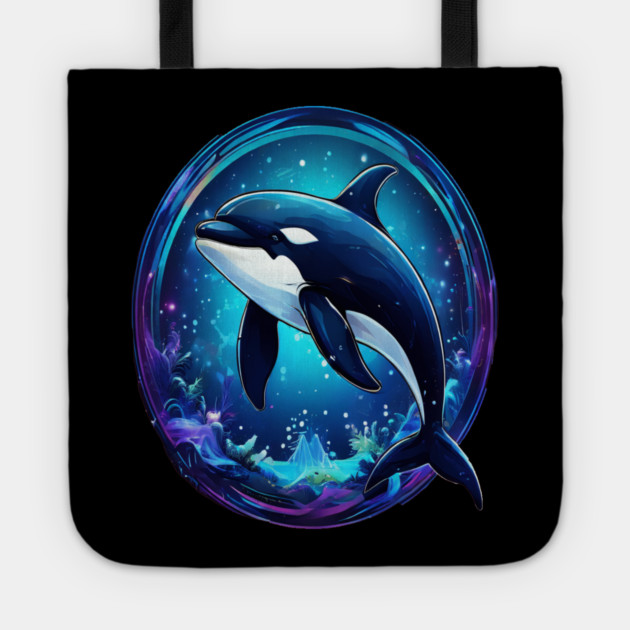 Cute Killer Whale In a Bubble Tote by BirdsnStuff