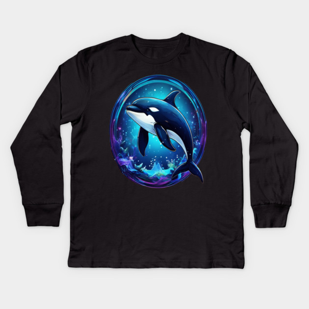 Cute Killer Whale In a Bubble Kids Long Sleeve T-Shirt by BirdsnStuff