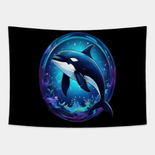 Cute Killer Whale In a Bubble Tapestry