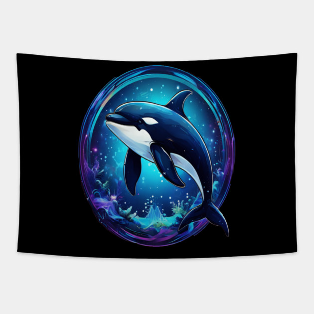 Cute Killer Whale In a Bubble Tapestry by BirdsnStuff