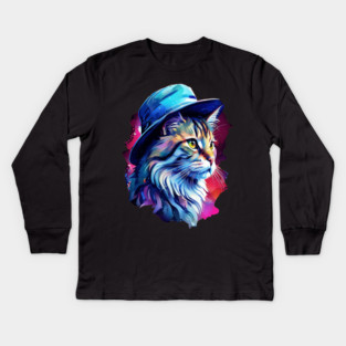 Cat in a hat Kids Long Sleeve T-Shirt