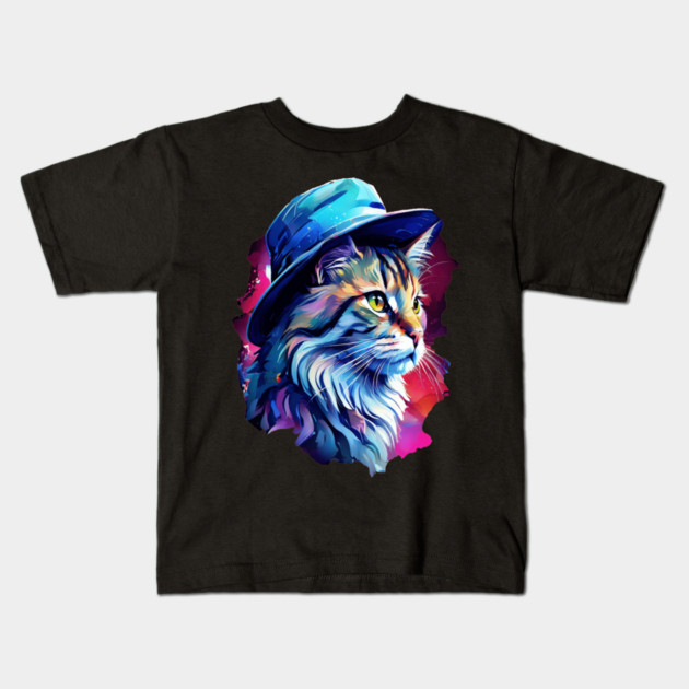 Cat in a hat Kids T-Shirt by BirdsnStuff