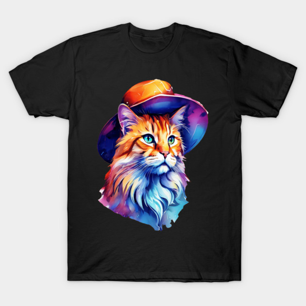 Cat in a hat T-Shirt by BirdsnStuff