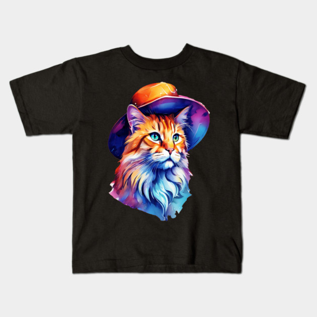 Cat in a hat Kids T-Shirt by BirdsnStuff