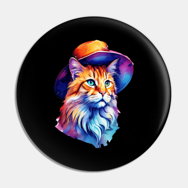 Cat in a hat Pin by BirdsnStuff