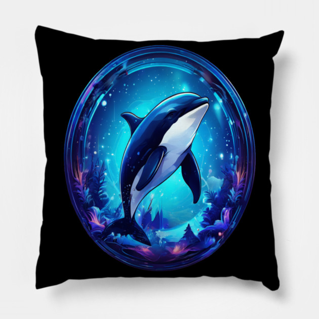 Cute Killer Whale In a Bubble Pillow by BirdsnStuff
