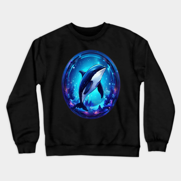 Cute Killer Whale In a Bubble Crewneck Sweatshirt by BirdsnStuff
