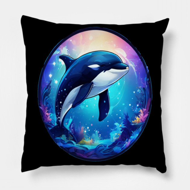 Cute Killer Whale In a Bubble Pillow by BirdsnStuff