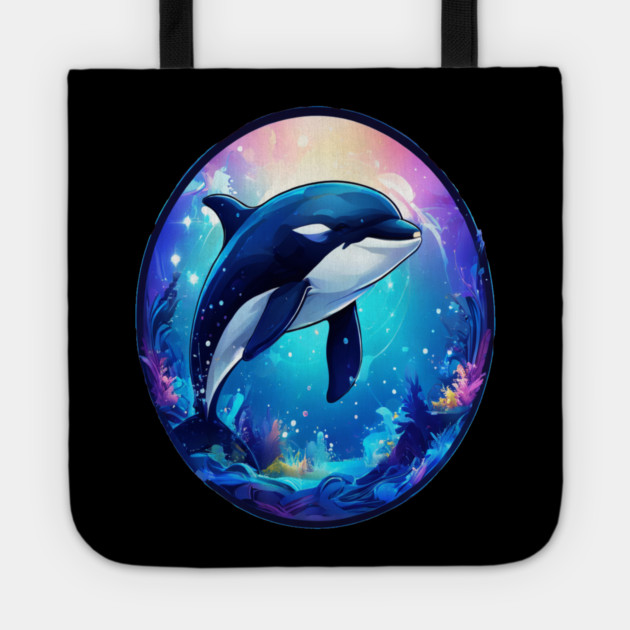 Cute Killer Whale In a Bubble Tote by BirdsnStuff