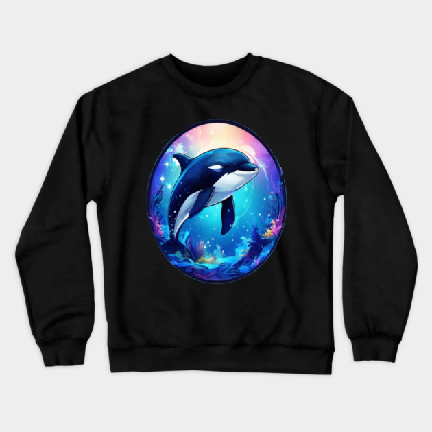 Cute Killer Whale In a Bubble Crewneck Sweatshirt by BirdsnStuff