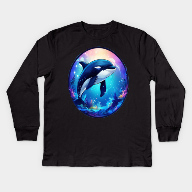 Cute Killer Whale In a Bubble Kids Long Sleeve T-Shirt by BirdsnStuff