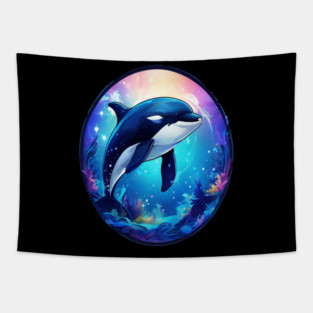 Cute Killer Whale In a Bubble Tapestry