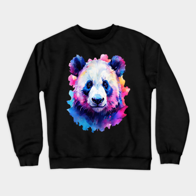 Painted Panda Bear Crewneck Sweatshirt by BirdsnStuff