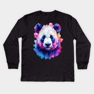 Painted Panda Bear Kids Long Sleeve T-Shirt