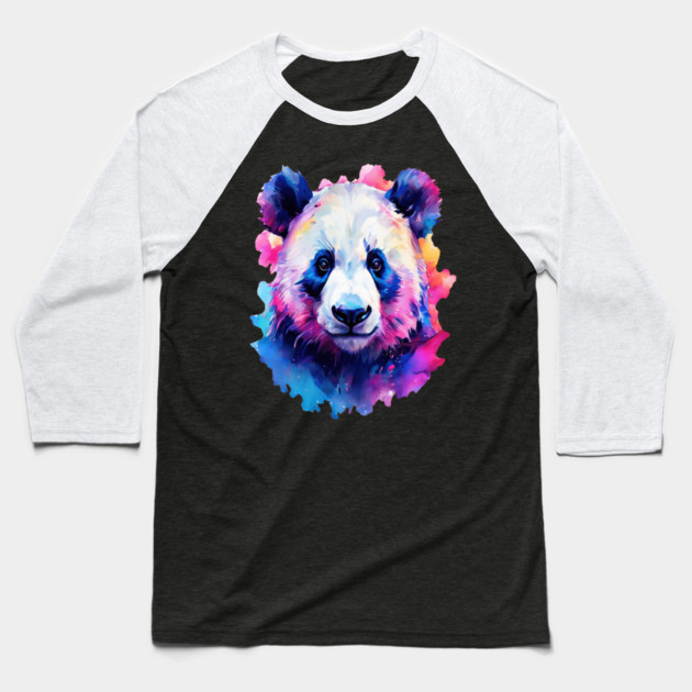 Painted Panda Bear Baseball T-Shirt by BirdsnStuff