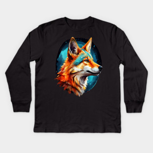 Vibrant Jackal Wild Dog Kids Long Sleeve T-Shirt