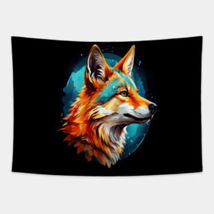 Vibrant Jackal Wild Dog Tapestry