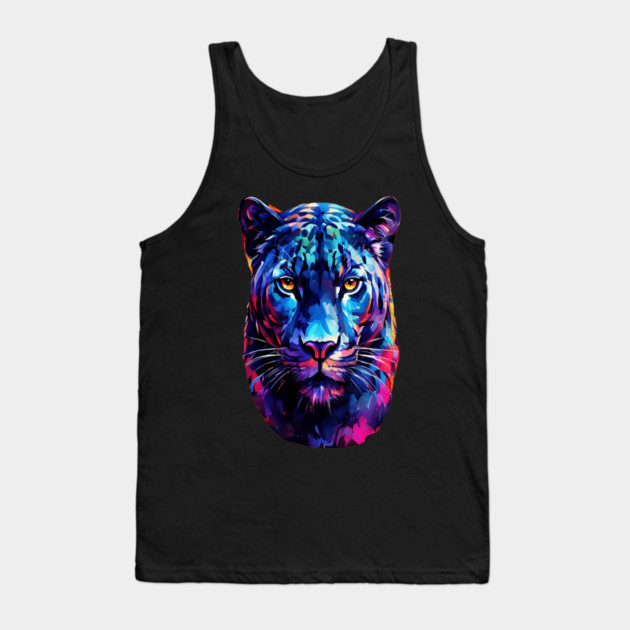 Vibrant Panther in Watercolor Tank Top by BirdsnStuff