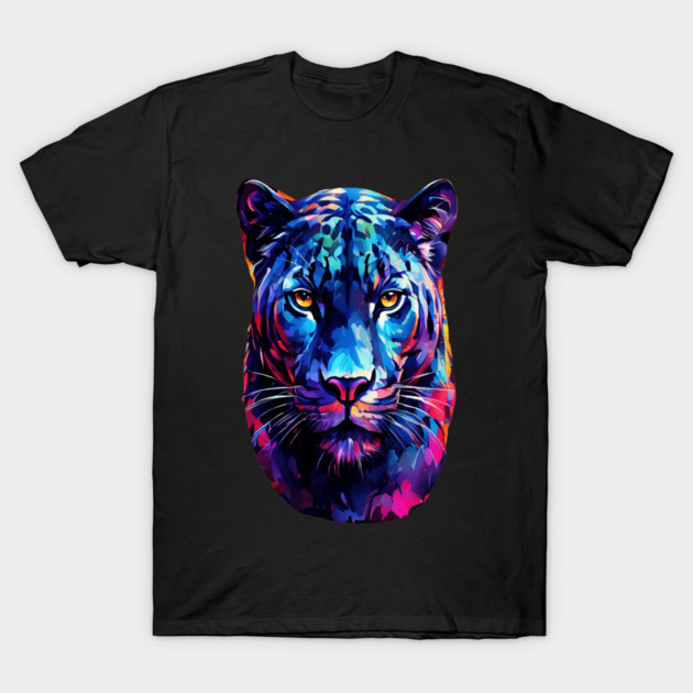 Vibrant Panther in Watercolor T-Shirt by BirdsnStuff