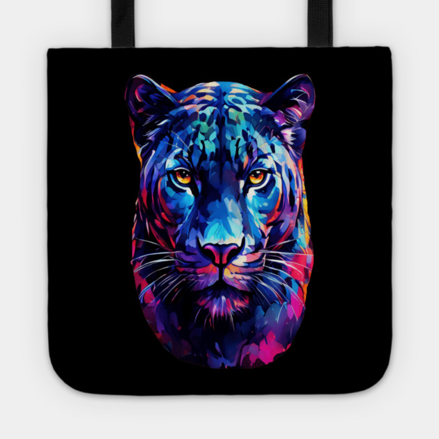 Vibrant Panther in Watercolor Tote by BirdsnStuff