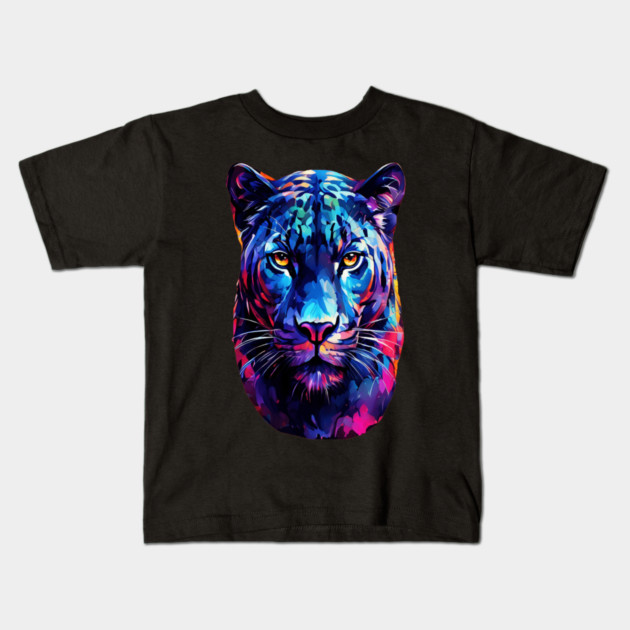 Vibrant Panther in Watercolor Kids T-Shirt by BirdsnStuff