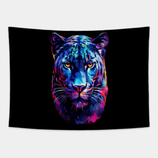 Vibrant Panther in Watercolor Tapestry