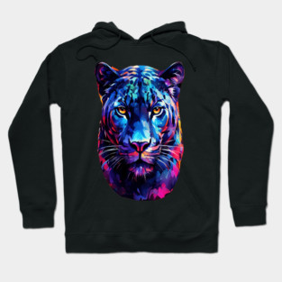 Vibrant Panther in Watercolor Hoodie