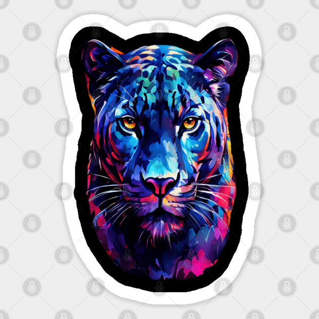 Vibrant Panther in Watercolor Sticker by BirdsnStuff