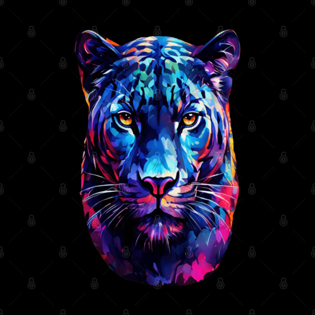 Vibrant Panther in Watercolor by BirdsnStuff