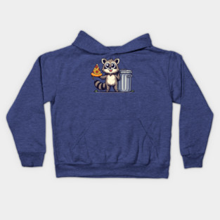 Cute Raccoon eating Pizza, Love Raccoons Kids Hoodie