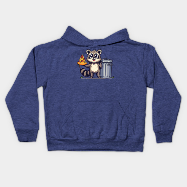 Cute Raccoon eating Pizza, Love Raccoons Kids Hoodie by logiamerch