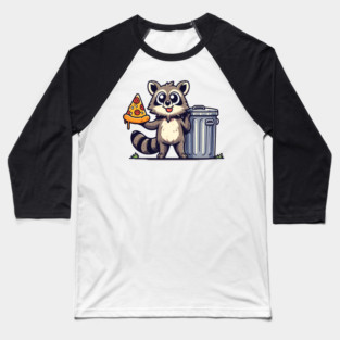 Cute Raccoon eating Pizza, Love Raccoons Baseball T-Shirt