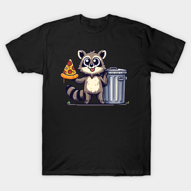 Cute Raccoon eating Pizza, Love Raccoons T-Shirt by logiamerch