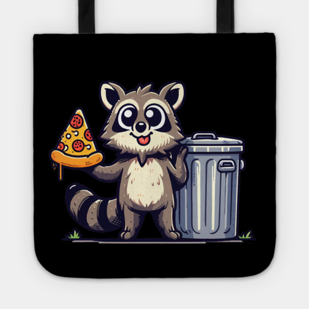 Cute Raccoon eating Pizza, Love Raccoons Tote by logiamerch