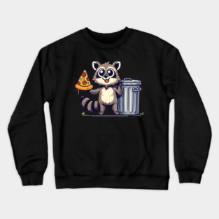 Cute Raccoon eating Pizza, Love Raccoons Crewneck Sweatshirt