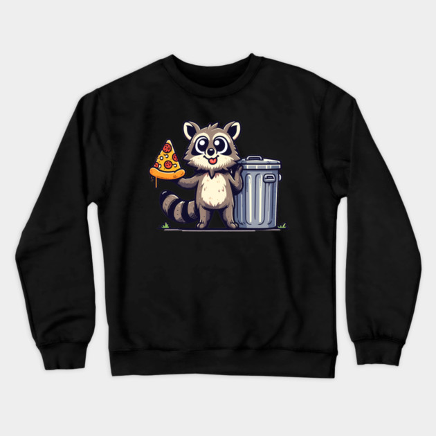 Cute Raccoon eating Pizza, Love Raccoons Crewneck Sweatshirt by logiamerch