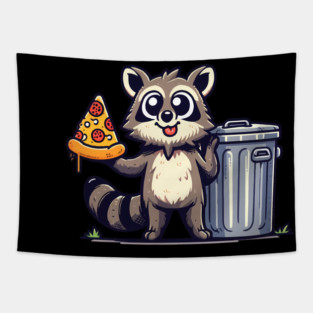 Cute Raccoon eating Pizza, Love Raccoons Tapestry