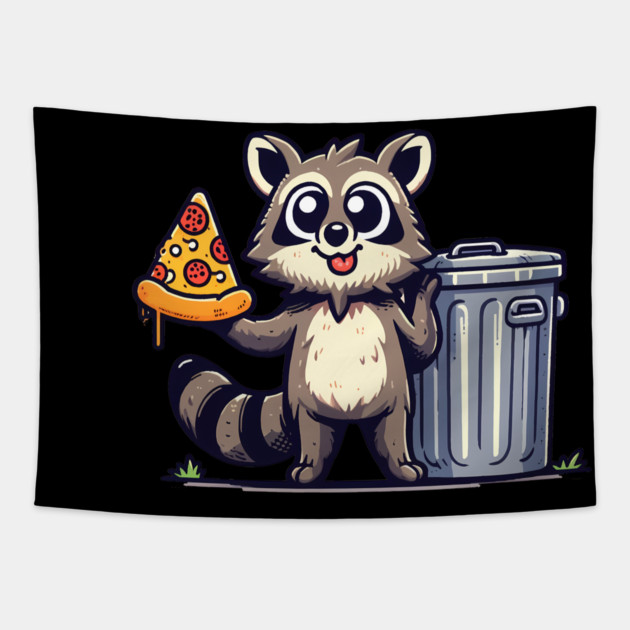 Cute Raccoon eating Pizza, Love Raccoons Tapestry by logiamerch