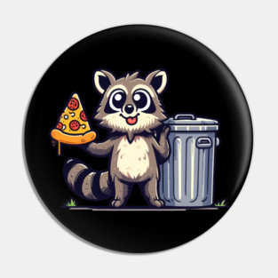 Cute Raccoon eating Pizza, Love Raccoons Pin