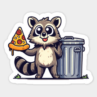 Cute Raccoon eating Pizza, Love Raccoons Sticker