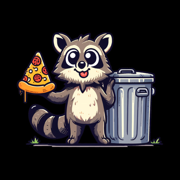 Cute Raccoon eating Pizza, Love Raccoons by logiamerch