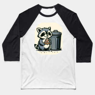Cute Raccoon eating Pizza, Love Raccoons Baseball T-Shirt