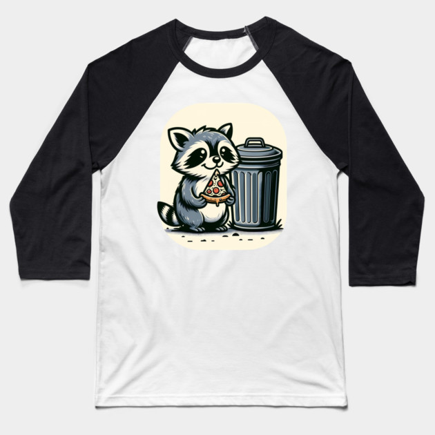 Cute Raccoon eating Pizza, Love Raccoons Baseball T-Shirt by logiamerch
