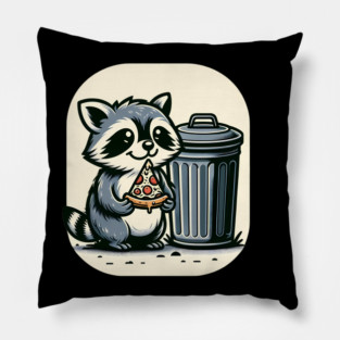 Cute Raccoon eating Pizza, Love Raccoons Pillow